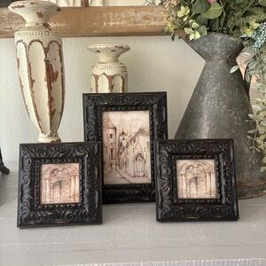 SET 3-PC Black French Country Back Loading Home Decor Farmhouse Accent Frames